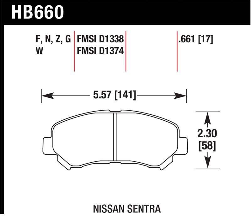Hawk 09-10 Nissan Maxima / 08-10 Rogue / 07-09 Sentra SE-R / 10  Sentra SE-R M/T HPS Street Front Br