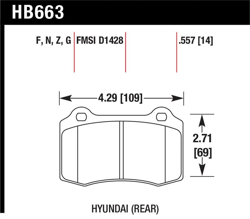 Hawk 10 Hyundai Genesis Coupe (Track w/ Brembo Breaks) HPS Street 14mm Rear Brake Pads