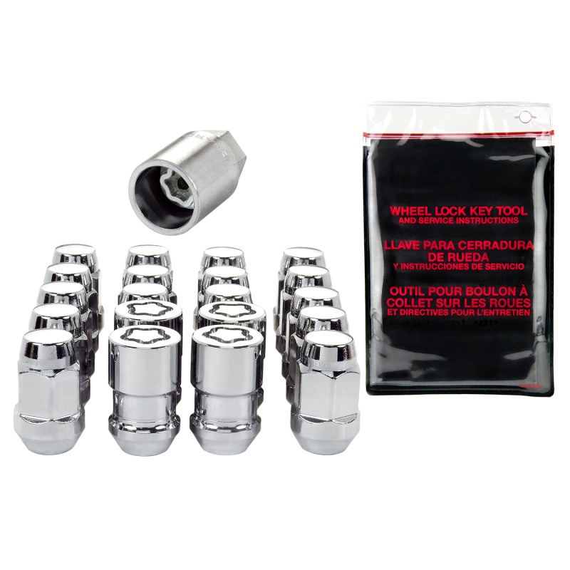McGard 5 Lug Hex Install Kit w/Locks (Cone Seat Nut / Bulge) M12X1.5 / 3/4 Hex / 1.45in L - Chrome
