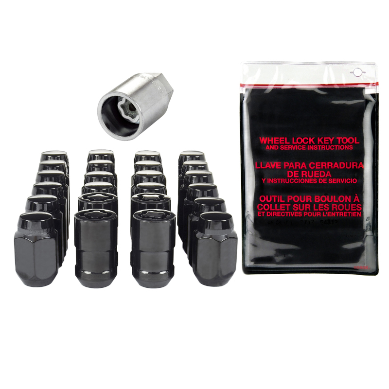 McGard 6 Lug Hex Install Kit w/Locks (Cone Seat Nut) M12X1.5 / 13/16 Hex / 1.5in. Length - Black
