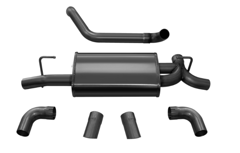 Corsa 2018-2025 Jeep Wrangler JL 2.5in Dual Rear Turn Down Exit Black Sport Axle-Back Exhaust