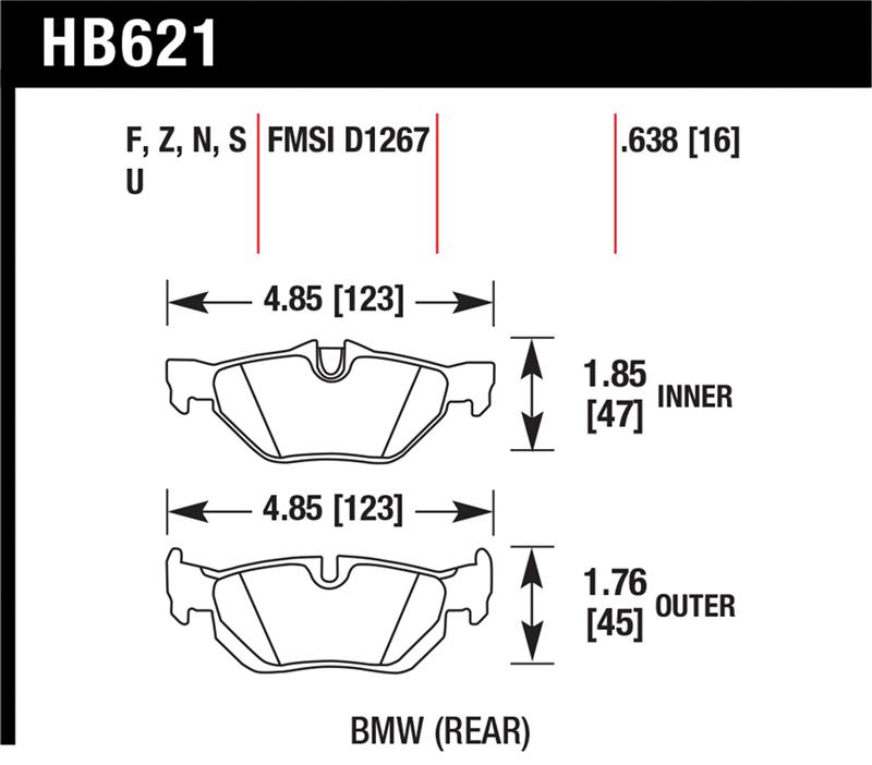 Hawk 08-11 BMW 128i / 10 BMW 323i / 07-11 BMW 328i / 07-11 BMW 328XI HT-10 Race Rear Brake Pads