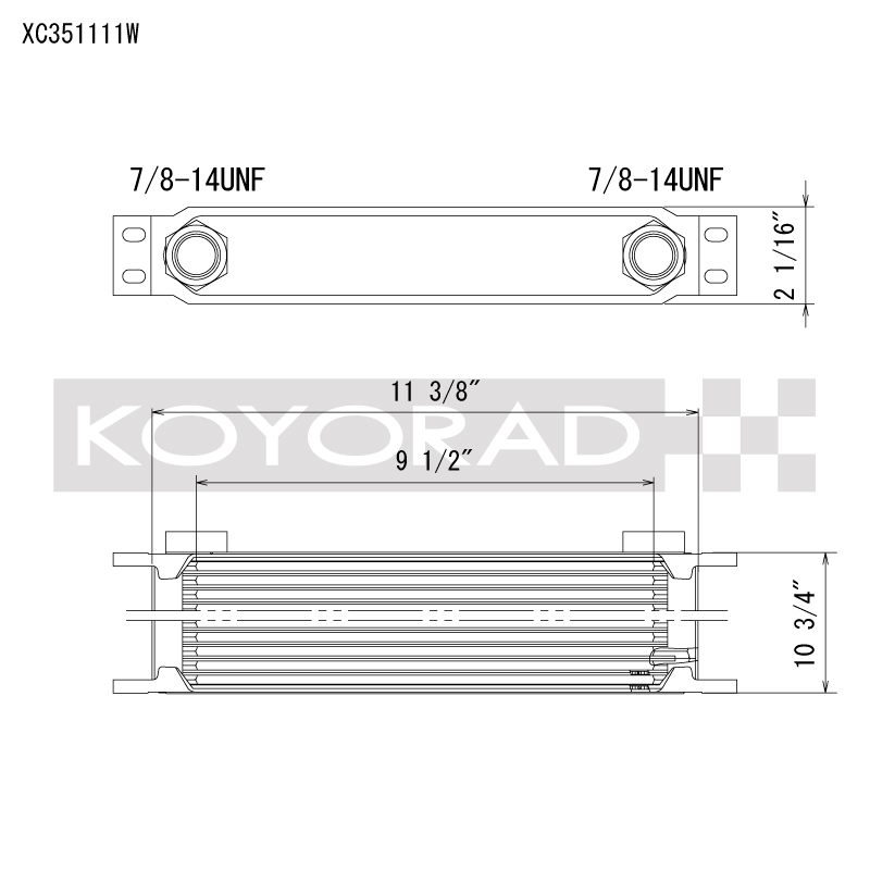Koyo 35 Row Oil Cooler 11.25in x 11in x 2in (-10AN ORB provisions)
