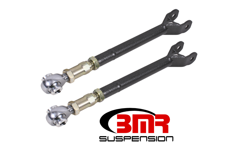 BMR 08-17 Challenger Lower Trailing Arms w/ On-Car Adj. Rod Ends - Black Hammertone