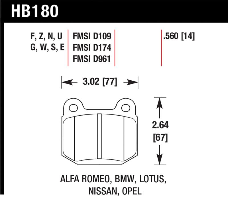 Hawk 77-82 BMW 320I / 83-90 Alfa Romeo Spider / 84-86 Alfa Romeo Spider HPS Street Rear Brake Pads