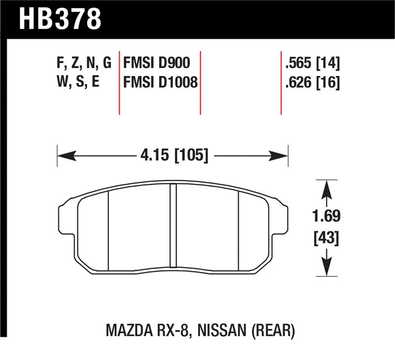 Hawk 03-07 RX8 HP+ Street Rear Brake Pads (D1008)