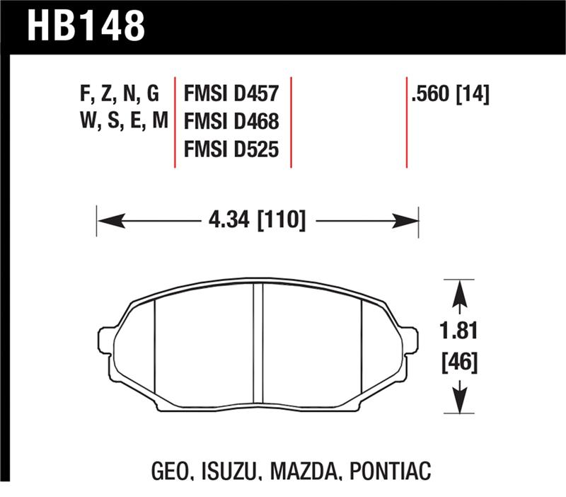 Hawk 89-93 Miata HP+ Street Front Brake Pads (D525)