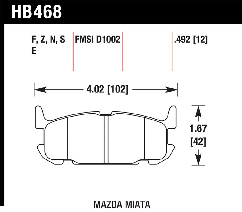 Hawk 03-05 Miata w/ Sport Suspension HP+ Street Rear Brake Pads (D1002)