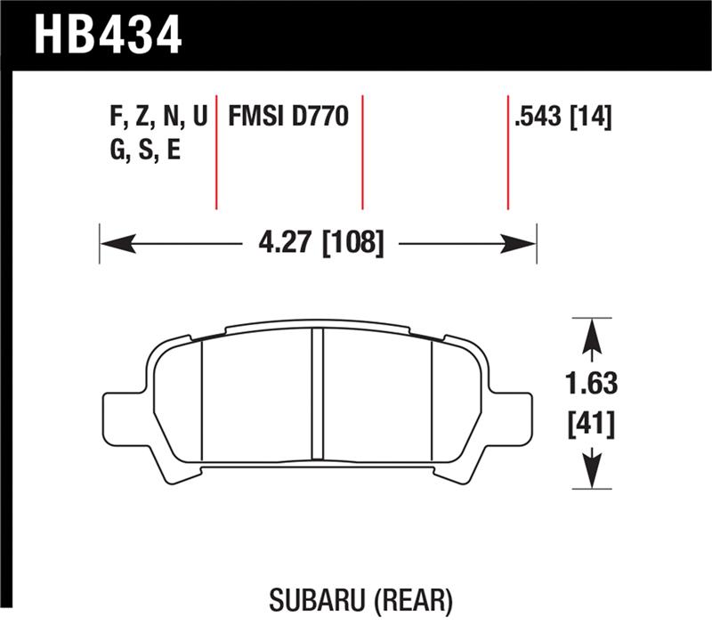 Hawk 02-03 WRX / 05-08 LGT D770 HPS Street Rear Brake Pads