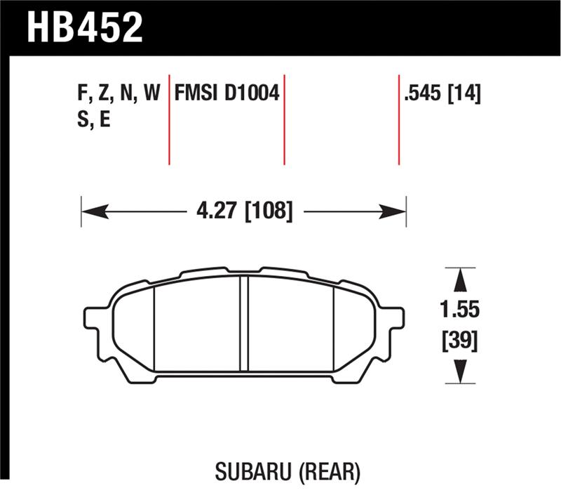 Hawk 03-05 WRX D1004 HP+ Street Rear Brake Pads
