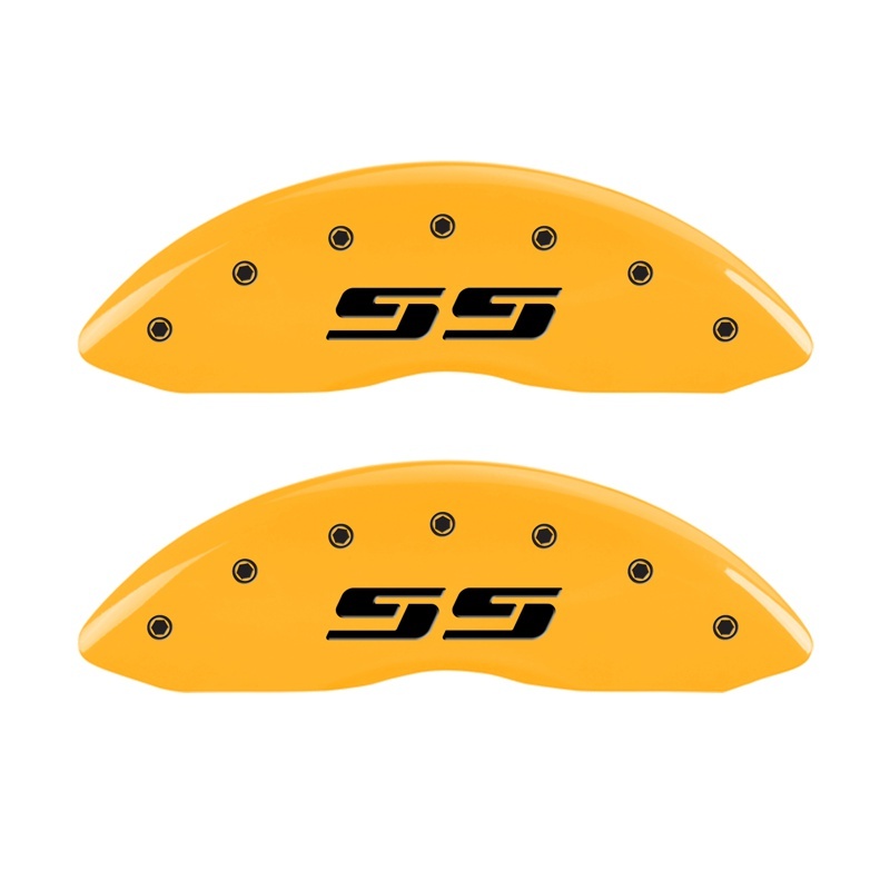 MGP 2 Caliper Covers Engraved Silverado SS Yellow Finish Blk Char 05 Chevy Silverado 1500