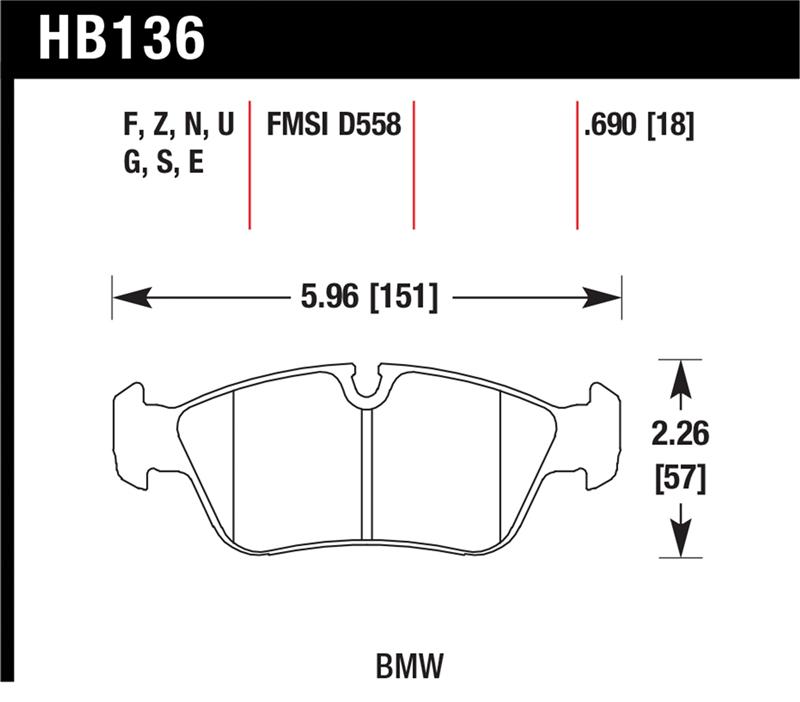 Hawk BMW 318i/318iC/318iS/318Ti/325Ci/325i/325iS/325Xi/328Ci/328iC/328iS/Z3 Race DTC-60 Frt Brk Pads