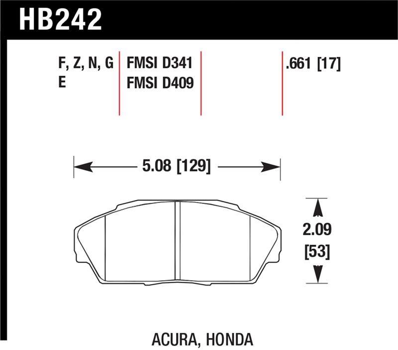 Hawk 86-01 Acura (Various) / 88-93 Honda (Various) DTC-60 Race Front Brake Pads