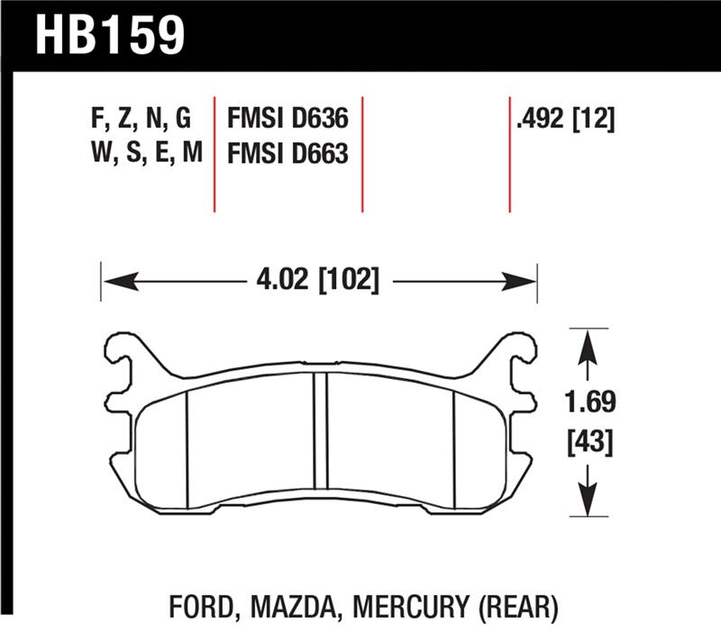 Hawk 97-02 Ford Escort (Inc. LX/Sport) / 94-03 Mazda Miata DTC-60 Race Rear Brake Pads (D636)