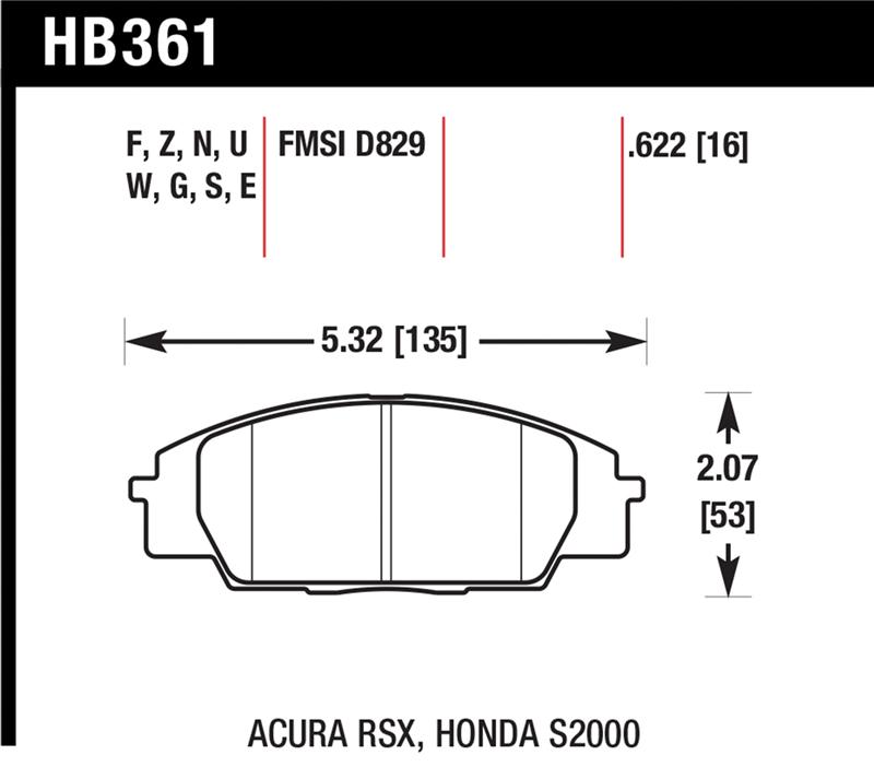 Hawk 02-06 Acura RSX Type S / 06-11 Honda Civic Si / 00-09 S2000 DTC-60 Front Brake Pads