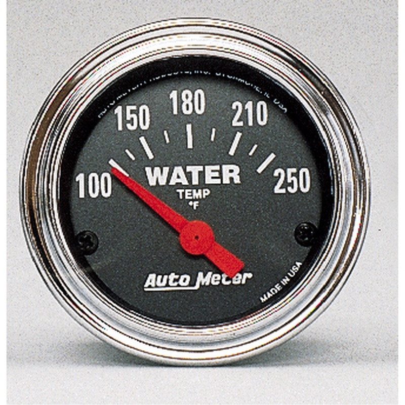 Autometer Traditional Chrome 52mm 100-250 Deg F Short Sweep Electrical Water Temperature Gauge