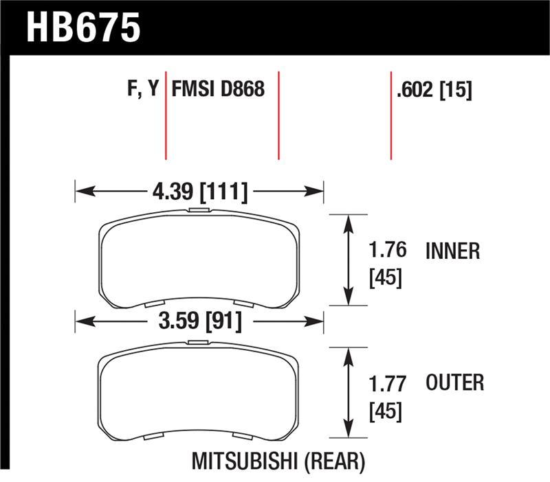 Hawk 09+ Mitsubishi Lancer Ralliart / 08+ Lancer GTS LTS Rear Brake Pads