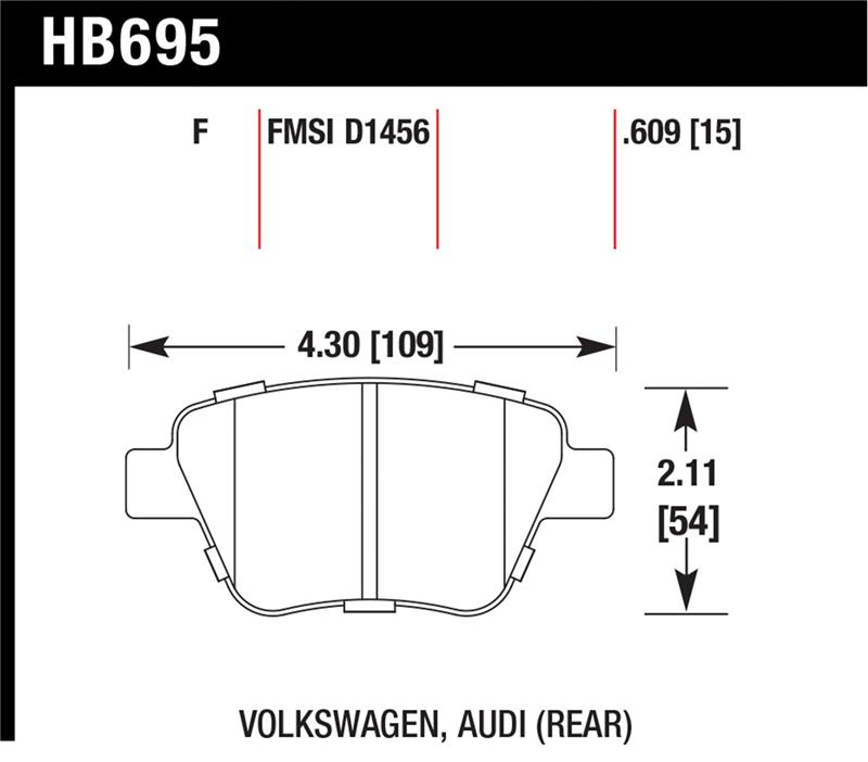 Hawk 12 Audi A3 / 11-12 VW Golf GTI/Jetta S/Jetta SE/Jetta SEL/Jetta TDI HPS Street Rear Brake Pads