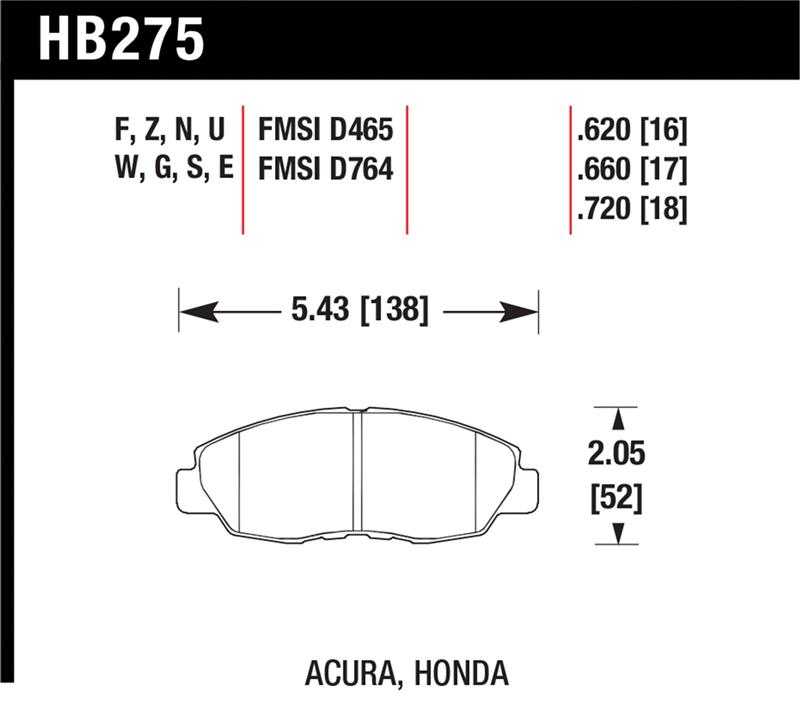 Hawk 97-99 Acura CL / 93-02 Honda Accord Coupe DX/EX/LX/96-10 Civic Coupe EX DTC-60 Race Brake Pads