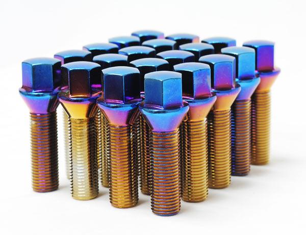 Wheel Mate Mevius Lug Bolt Set of 20 - Blue Neon 14x1.50 50mm Cone 60 DEG TAP