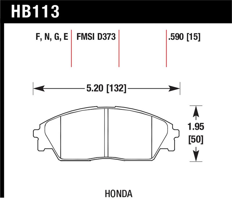 Hawk Honda/ Acura 88-91 Civic Wagon/90-91CRX Si/ 88-90 Prelude S HPS Street Front Brake Pads