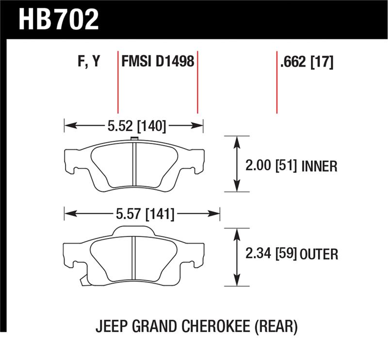 Hawk 11-12 Dodge Durango / 11-12 Jeep Grand Cherokee Perf Ceramic Rear Street Brake Pads