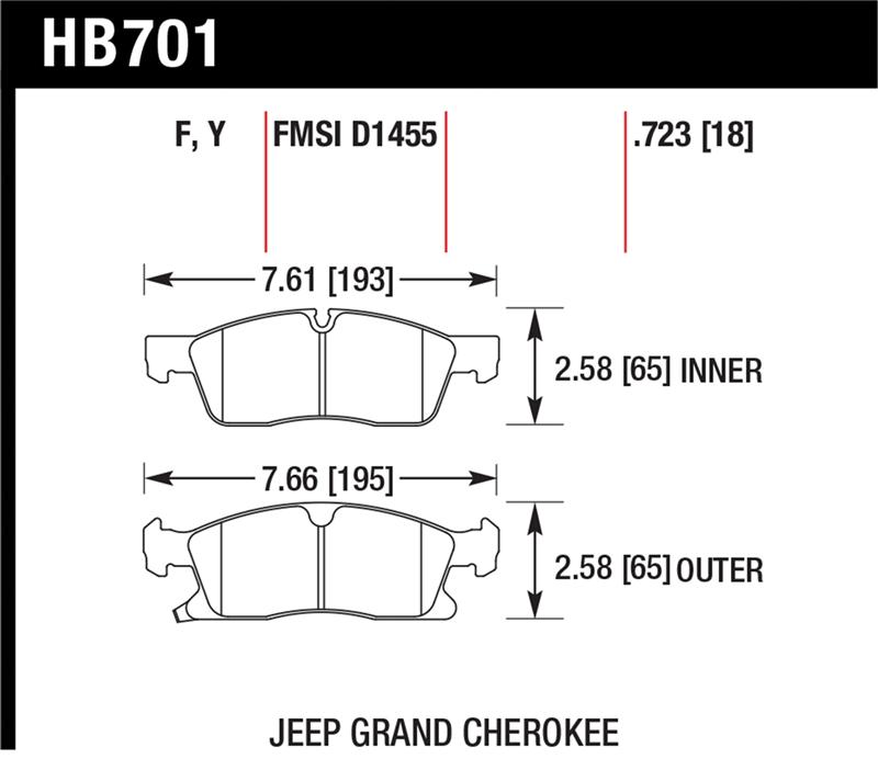 Hawk 11-12 Dodge Durango / 11-12 Jeep Grand Cherokee HPS Front Street Brake Pads