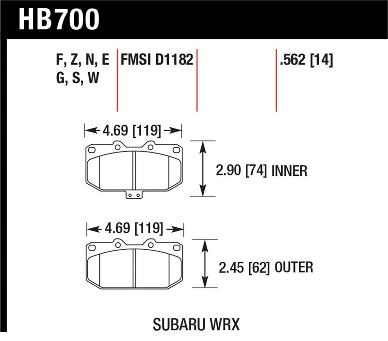 Hawk 06-07 Subaru Impreza WRX DTC-60 Front Race Brake Pads