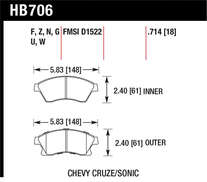 Hawk 11-12 Chevy Cruze Eco/LS/1LT/2LT/LTZ / 12 Sonic LS/LT/LTZ DTC-60 Front Race Brake Pads
