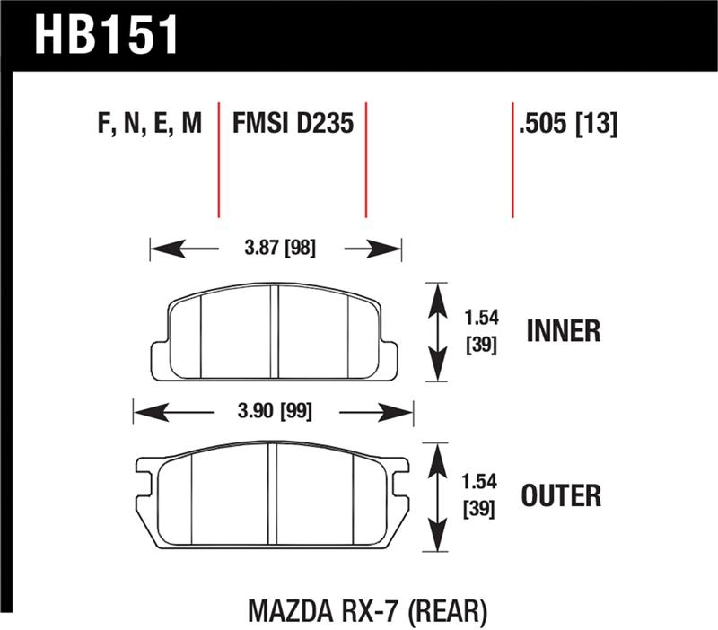 Hawk 81-85 Mazda RX-7 Blue 9012 Rear Race Brake Pads
