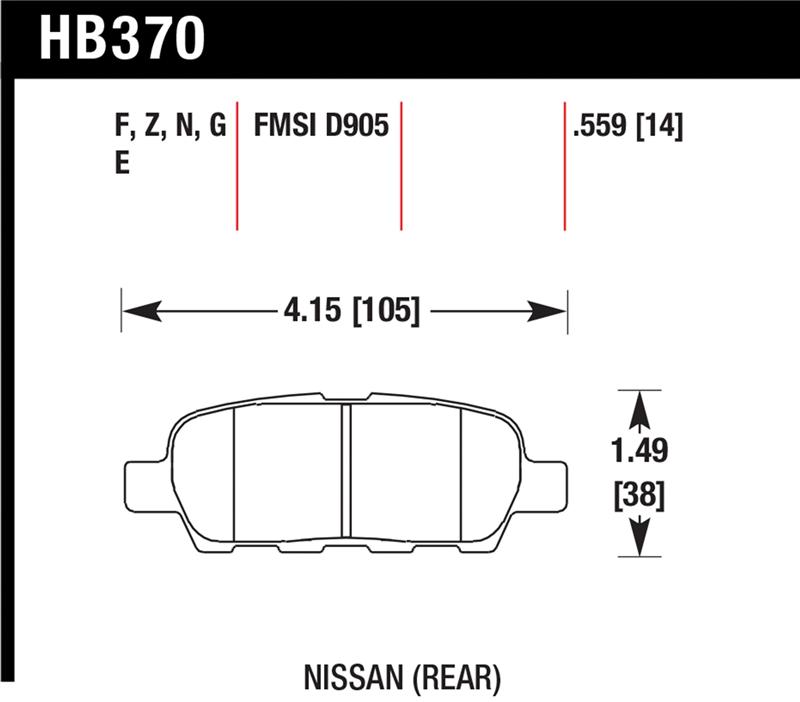 Hawk 03-07 350z / G35 / G35X w/o Brembo DTC-60 Race Rear Brake Pads