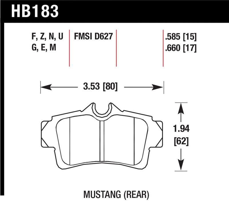 Hawk 01 Ford Mustang Bullit / 94-99 & 01 & 03-04 Mustang Cobra Blue 9012 Race Rear Brake Pads