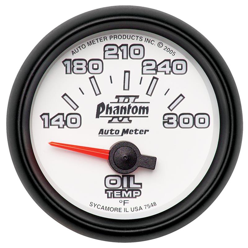 Autometer Phantom II 52mm Short Sweep Electronic 140-300 Deg F Oil Temperature Gauge