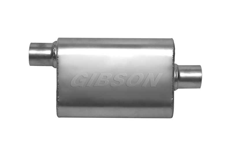 Gibson CFT Superflow Offset/Center Oval Muffler - 4x9x13in/2in Inlet/2.25in Outlet - Stainless