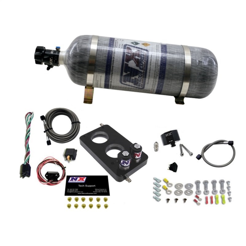 Nitrous Express 05-10 Ford Mustang 4.6L 3 Valve Nitrous Plate Kit (50-150HP) w/12lb Bottle