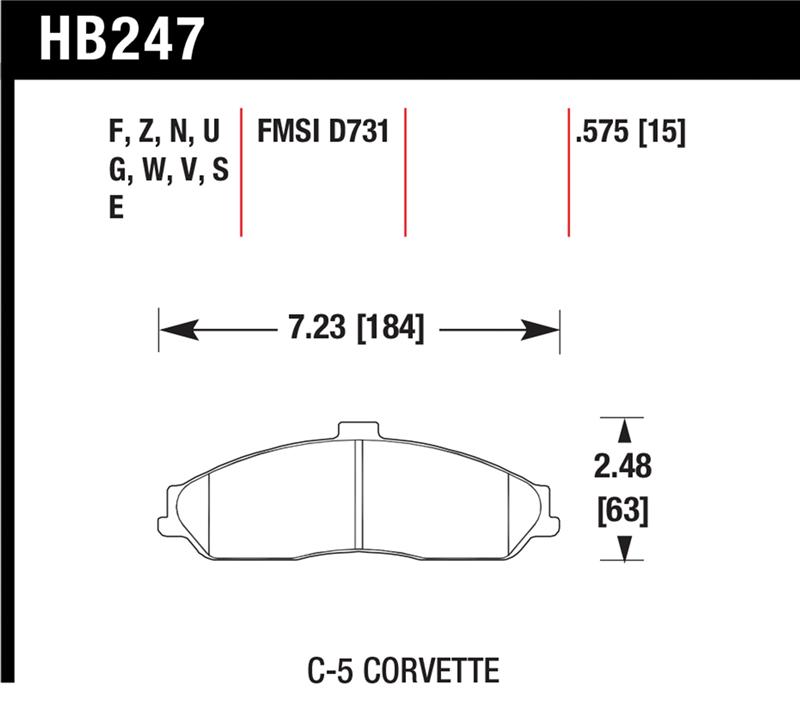 Hawk 97-06 Corvette (incl C5 Z06) HP+ Street Front Brake Pads