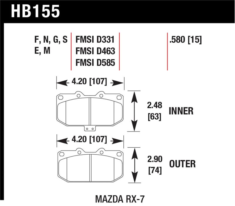 Hawk 93-95 Mazda RX-7 HPS Street Front Brake Pads