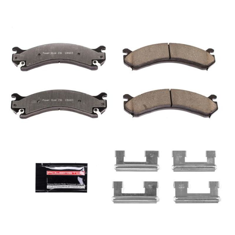 PowerStop - Z36 Truck and SUV Carbon-Fiber Ceramic Brake Pads with Hardware Kit