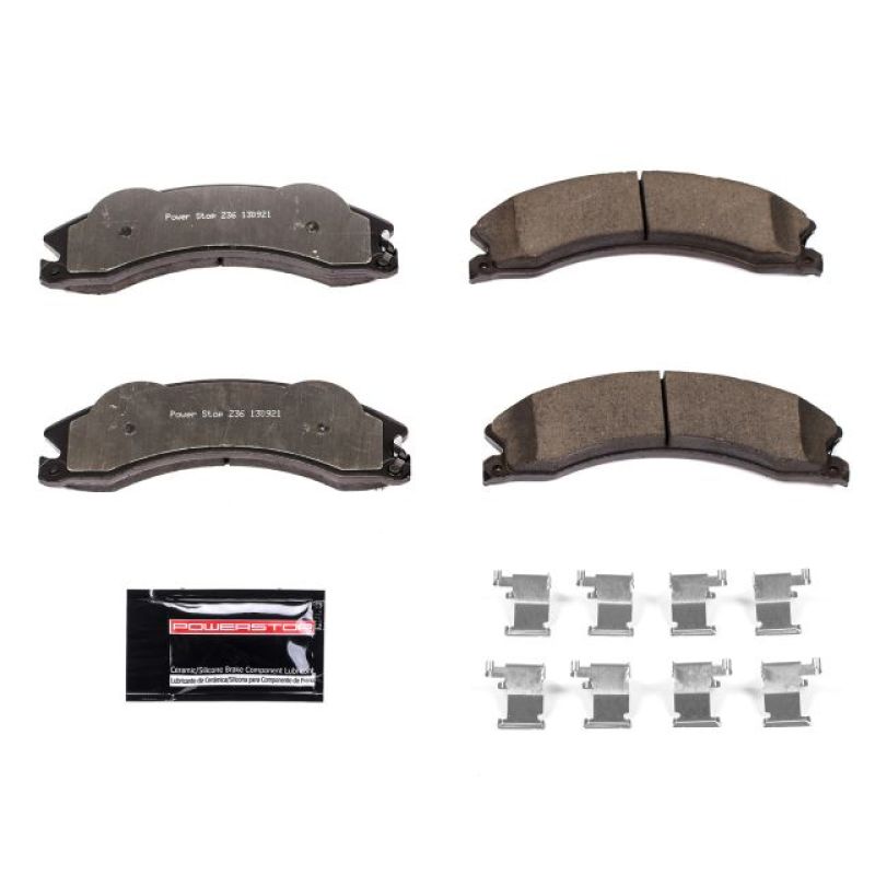 PowerStop - Z36 Truck and SUV Carbon-Fiber Ceramic Brake Pads with Hardware Kit