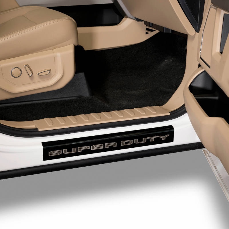 Putco 17-20 Ford SuperDuty Super Crew w/ SUPERDUTY Etching (4pcs) Black Platinum Door Sills