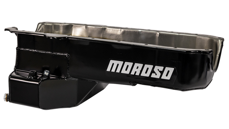 Moroso 80-85 Chevrolet SBC (w/Passenger Side Dipstick) Wet Sump 5.5qt 7.5in Steel Oil Pan - Black