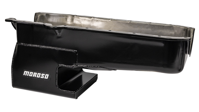 Moroso 86-Up Chevrolet Small Block (w/1 Piece Rear Main Seal) Wet Sump 6qt 9in Steel Oil Pan - Black