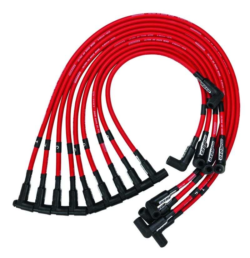 Moroso Chevrolet Small Block (Sprint Car) Ignition Wire Set - Ultra 40 - Unsleeved - HEI - Red