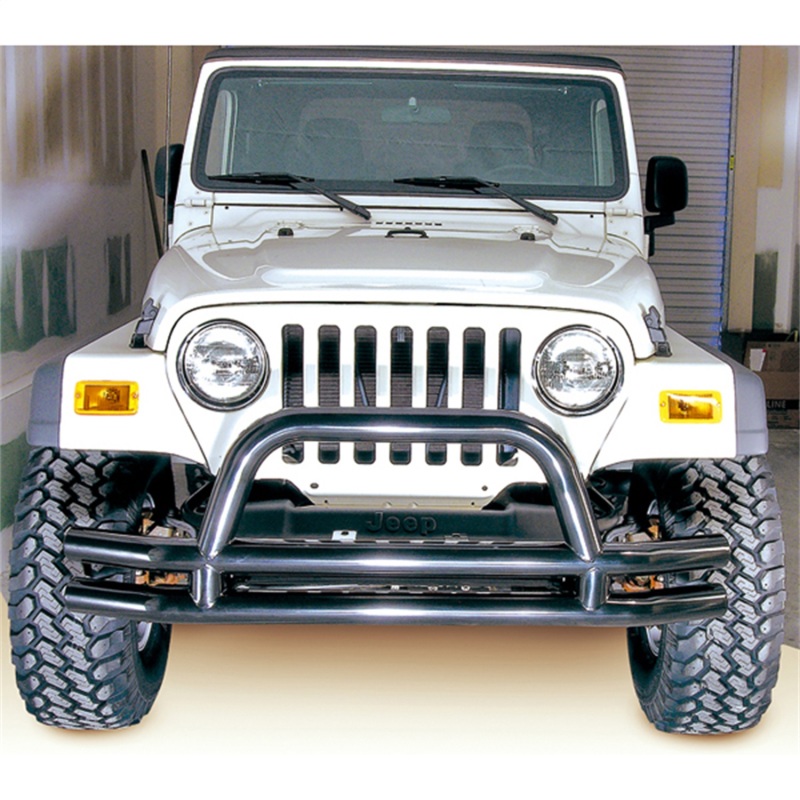 Jeep Wrangler/Unlimited & CJ Black Front Tube Bumper With Riser (1976-2006)