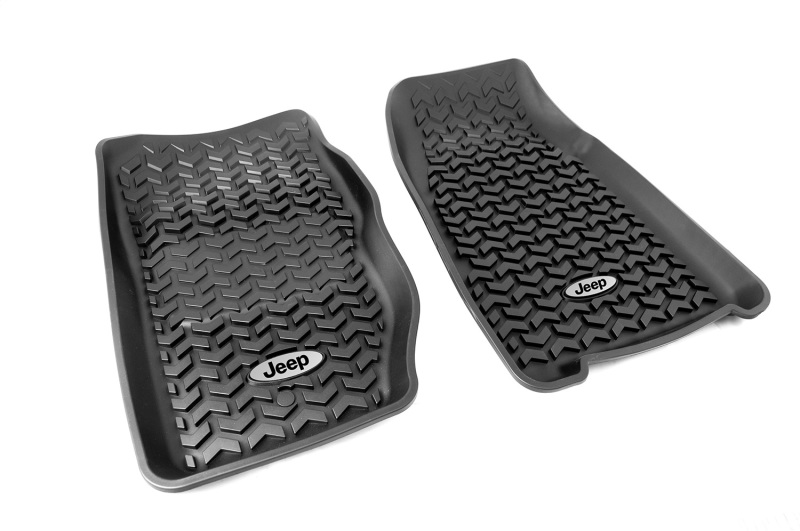 Rugged Ridge Floor Liner Front Black 1984-2001 Jeep Logo Cherokee XJ