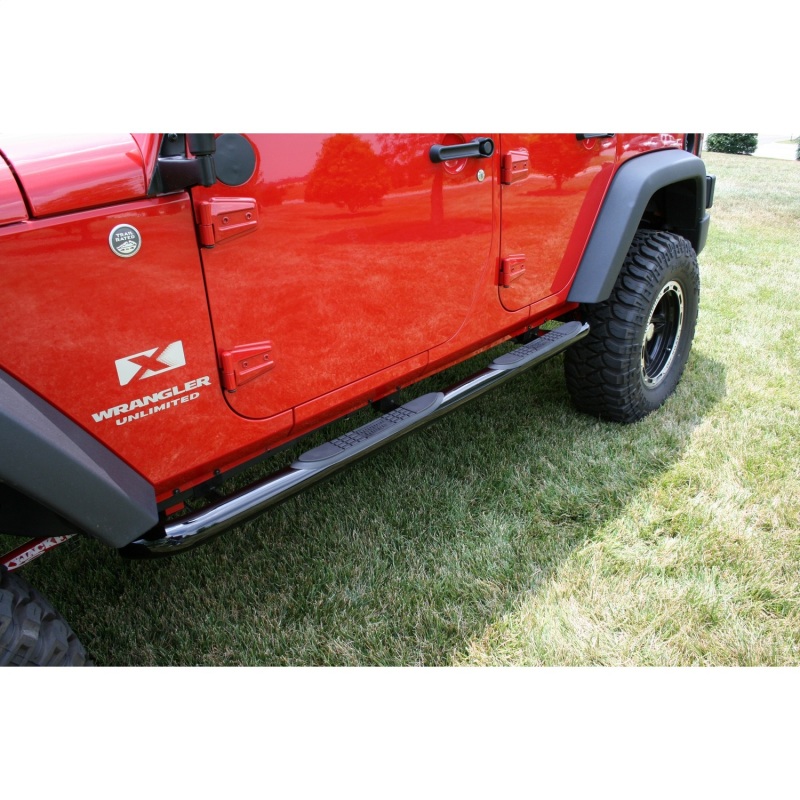 Jeep Wrangler JK 4-Door Black 3" Round Tube Step-Pair (2007-2018)