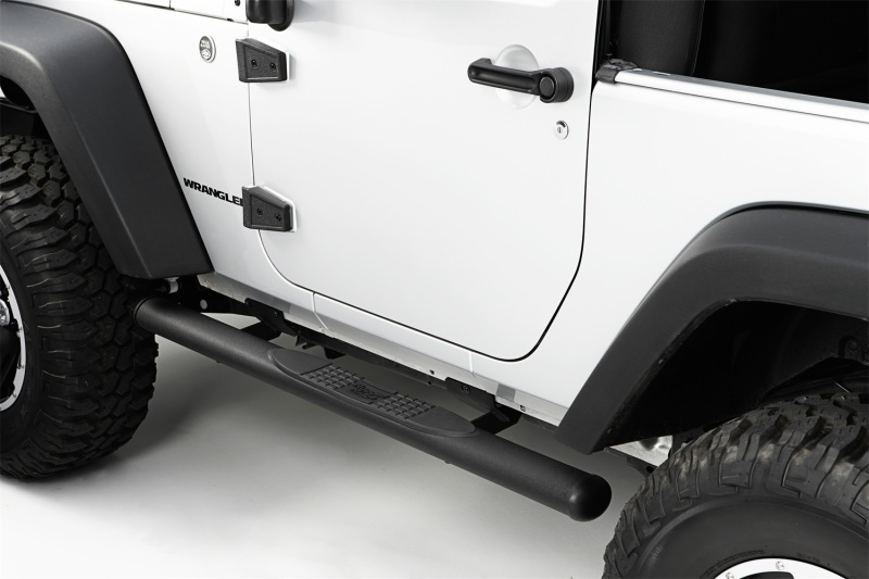 Jeep Wrangler JK 2-Door Black Textured 4" Oval Side Steps-Pair (2007-2018)