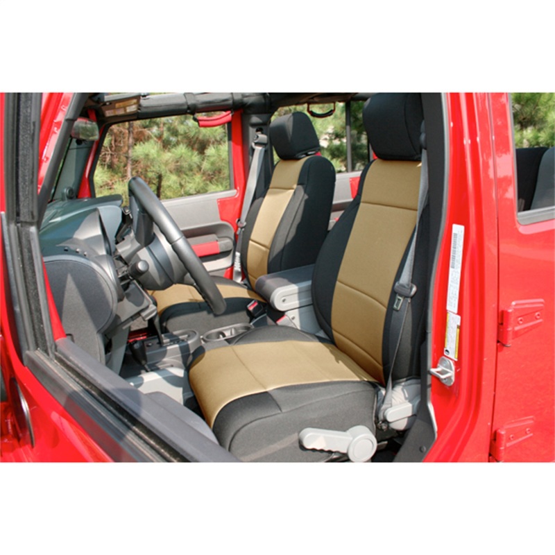 Jeep Wrangler JK Neoprene Front Seat Covers-Pair (2011-2018) - Color:Black w/Tan Insert