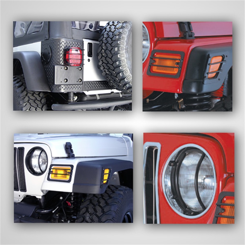 Jeep Wrangler TJ 8 Piece Black Euro Light Guard Set (1997-2006)