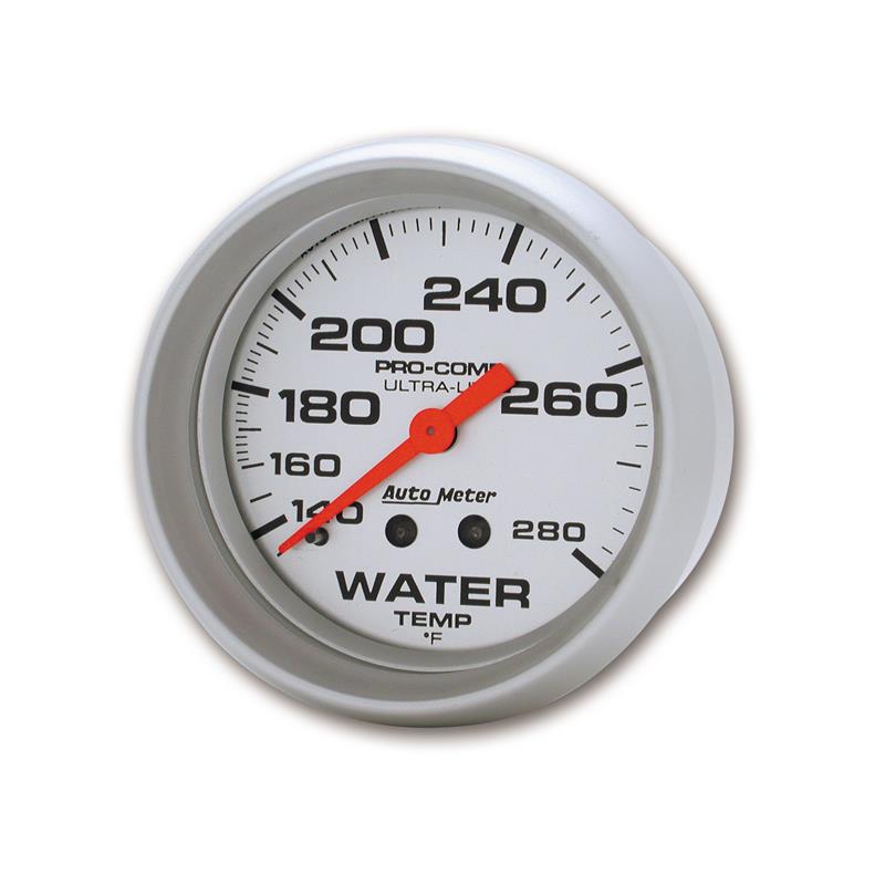 Autometer Ultra-Lite 66.7mm 140-280 Deg F Mechanical Water Temperature Gauge - White